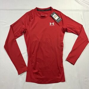 Under Armour HeatGear Men's Small Compression Long Sleeve Shirt Red 1361524 NWT